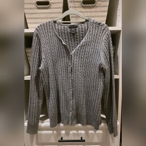 New York & Company Heather Gray Ribbed Cardigan